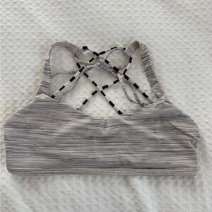 Lululemon Free To Be Wild Bra 2 Heathered White Black Gray Space Dye Rare HTF